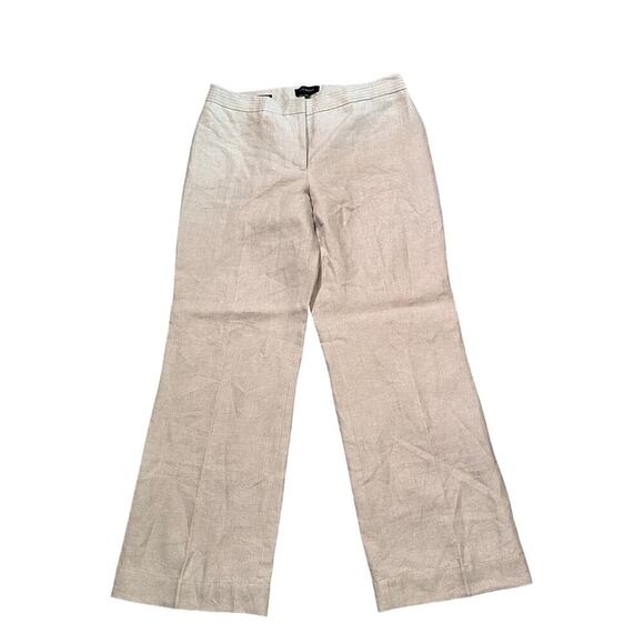 Talbots Women's Beige Signature 100% Linen Wide Leg Pants Size 12 - Picture 1 of 7